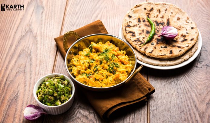 The Traditional Marathi Food Pithla Bhakri
